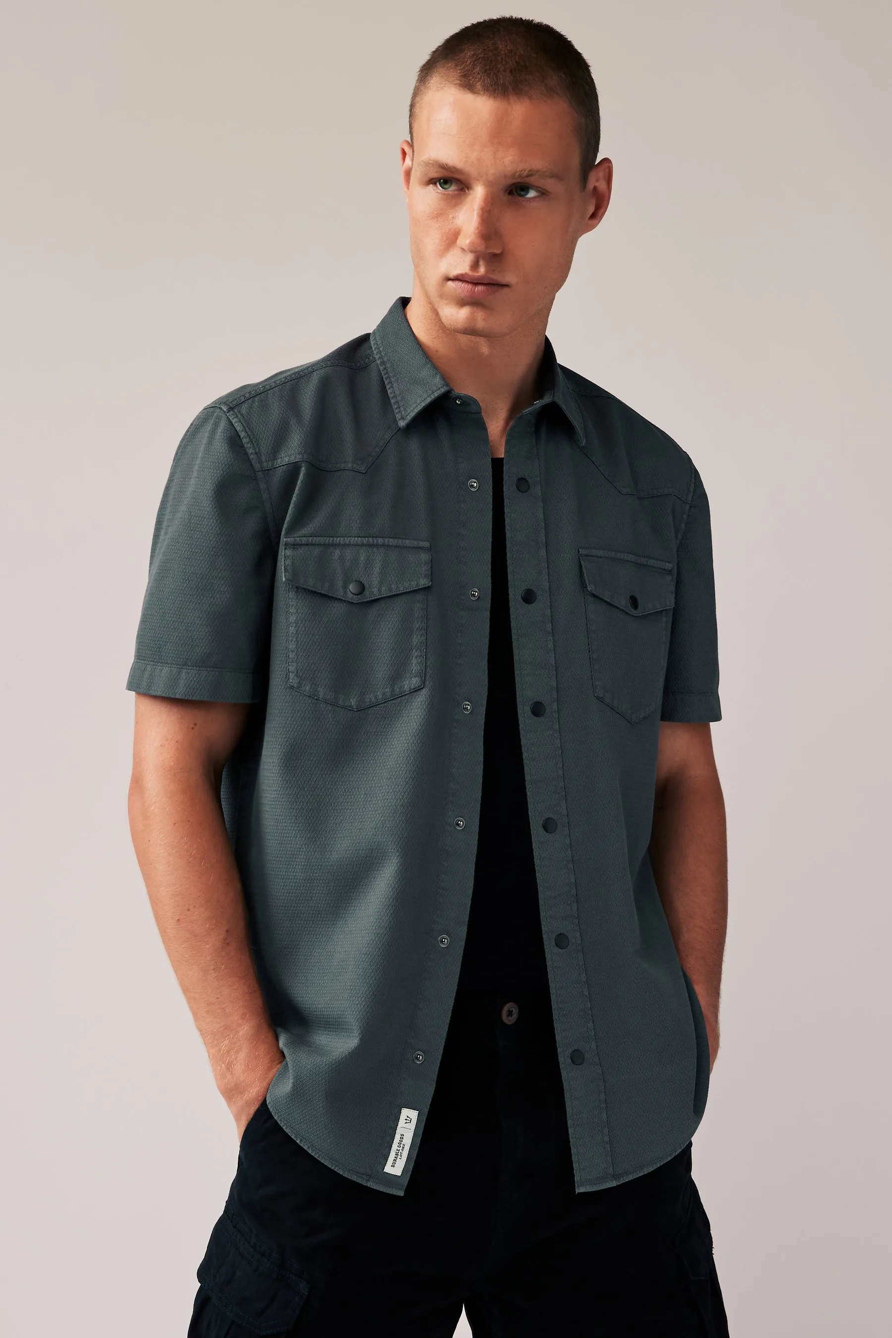 100% Cotone Camicia Western Maniche corte testurizzate    