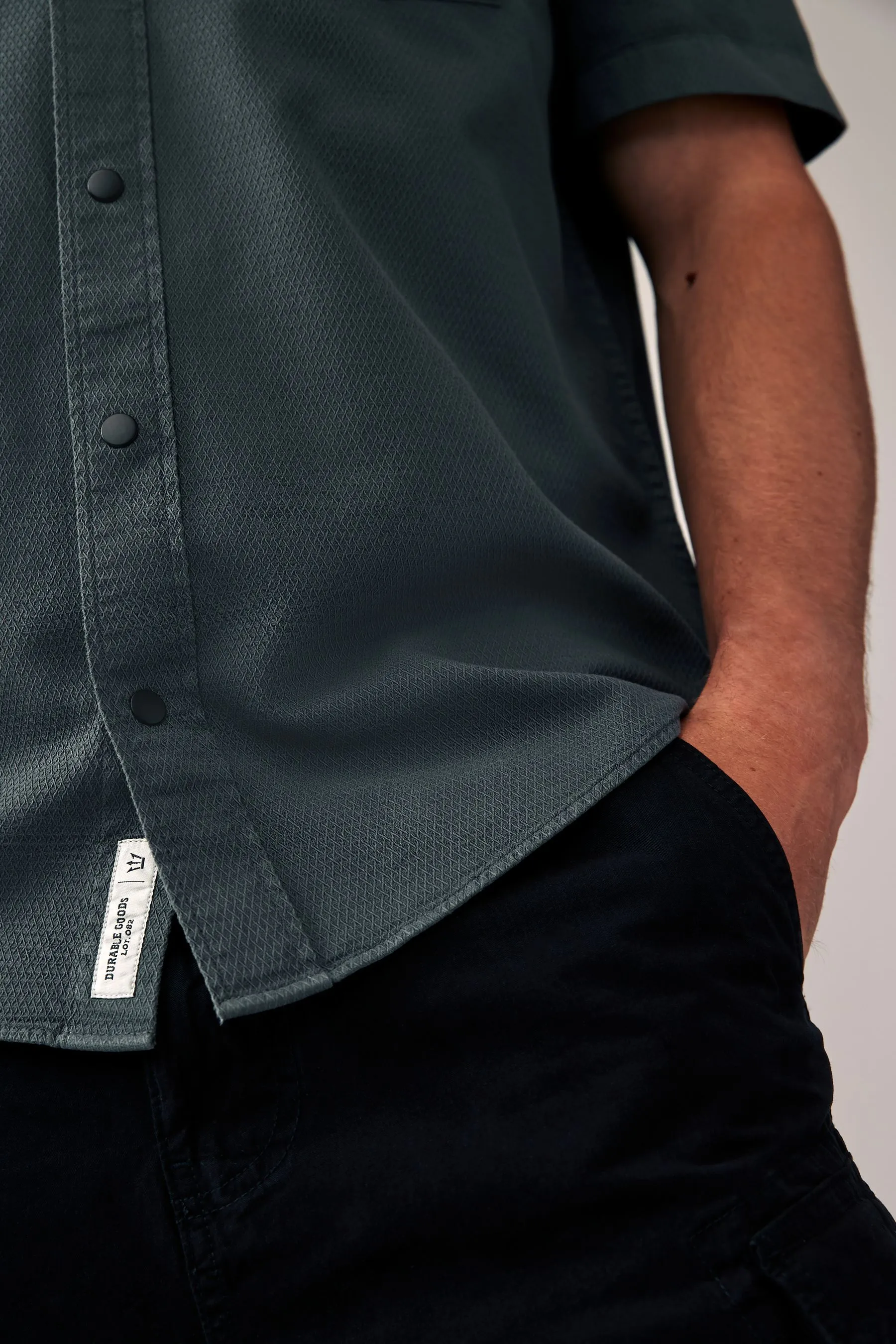 100% Cotone Camicia Western Maniche corte testurizzate    