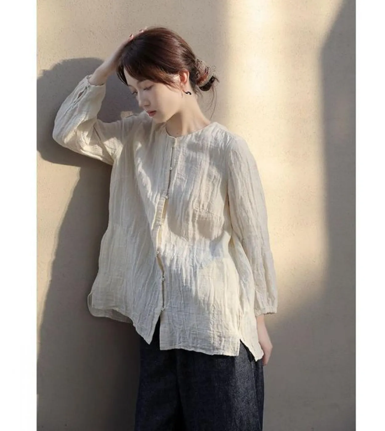2022 Primavera Estate Stile Arti Tea Master Donna Monopetto Camicie Casual Larghe Camicie Vintage Cotone Lino Top