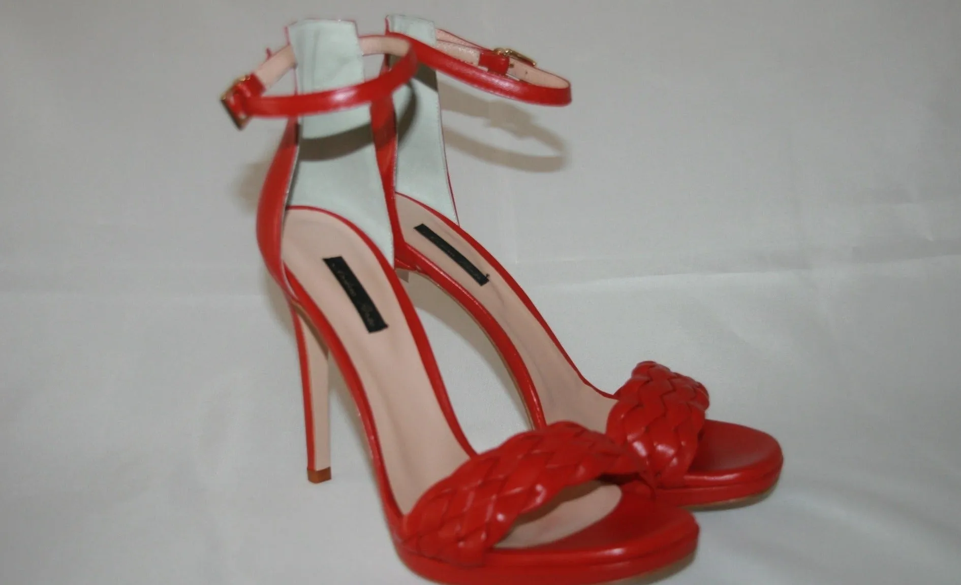 ANDREA PINTO SANDALO TACCO ALTO 11 CM PLATEAU 2 CM.PELLE ROSSO RIF.830