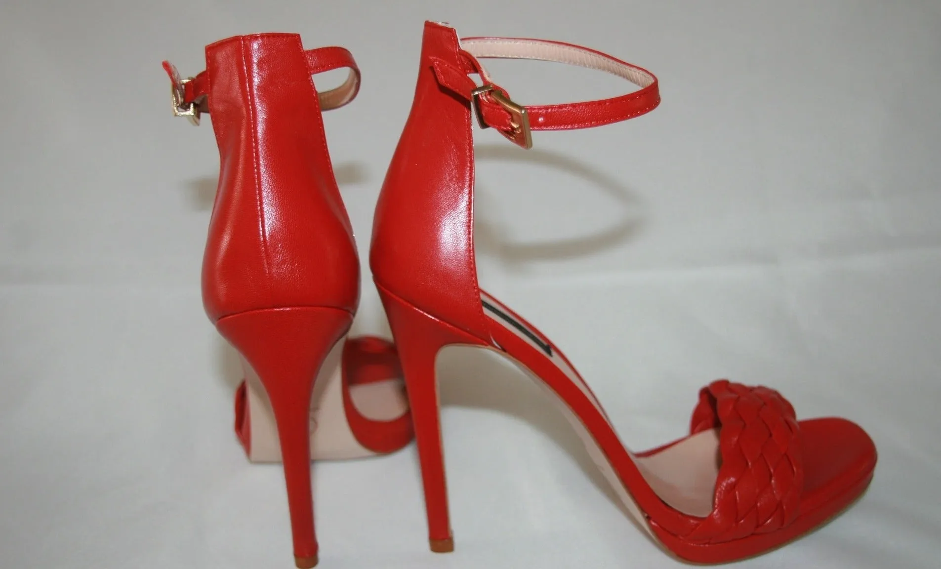 ANDREA PINTO SANDALO TACCO ALTO 11 CM PLATEAU 2 CM.PELLE ROSSO RIF.830