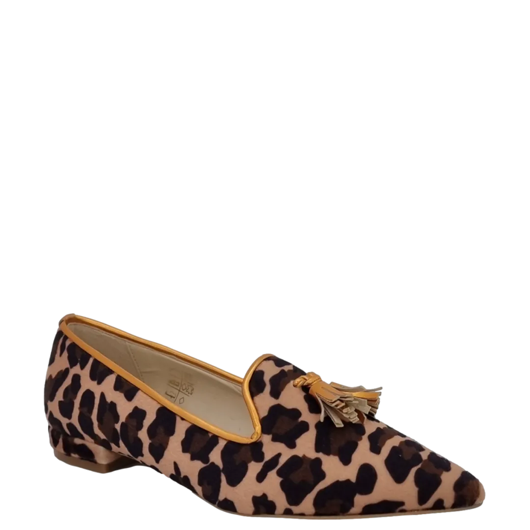Ballerine animalier a punta con nappine