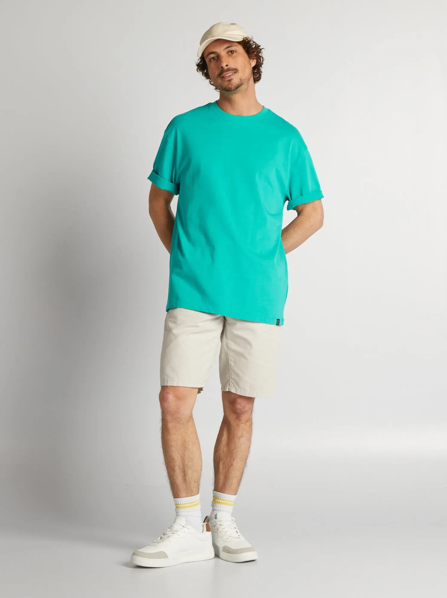 Bermuda chino con vita elasticizzata - GRIGIO