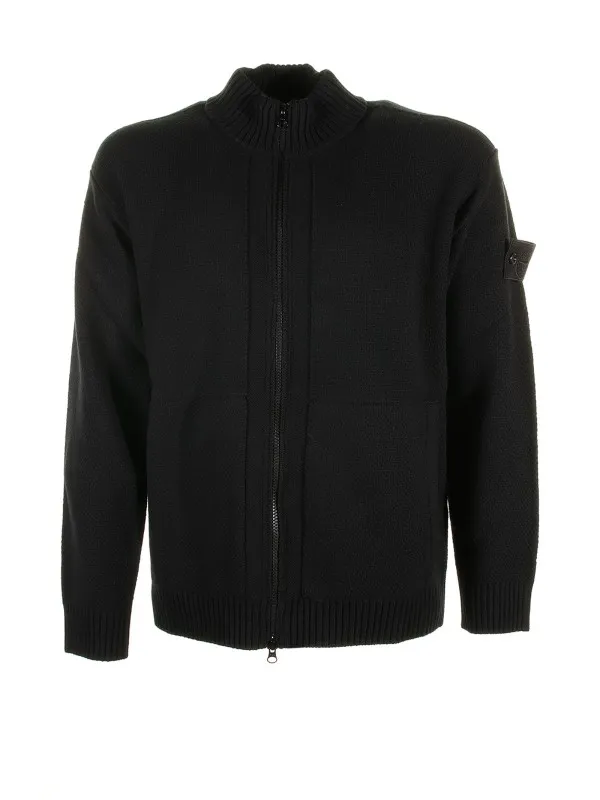 Black cardigan with zip and logo