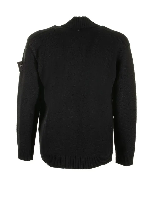 Black cardigan with zip and logo