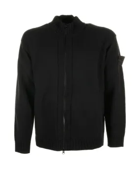 Black cardigan with zip and logo