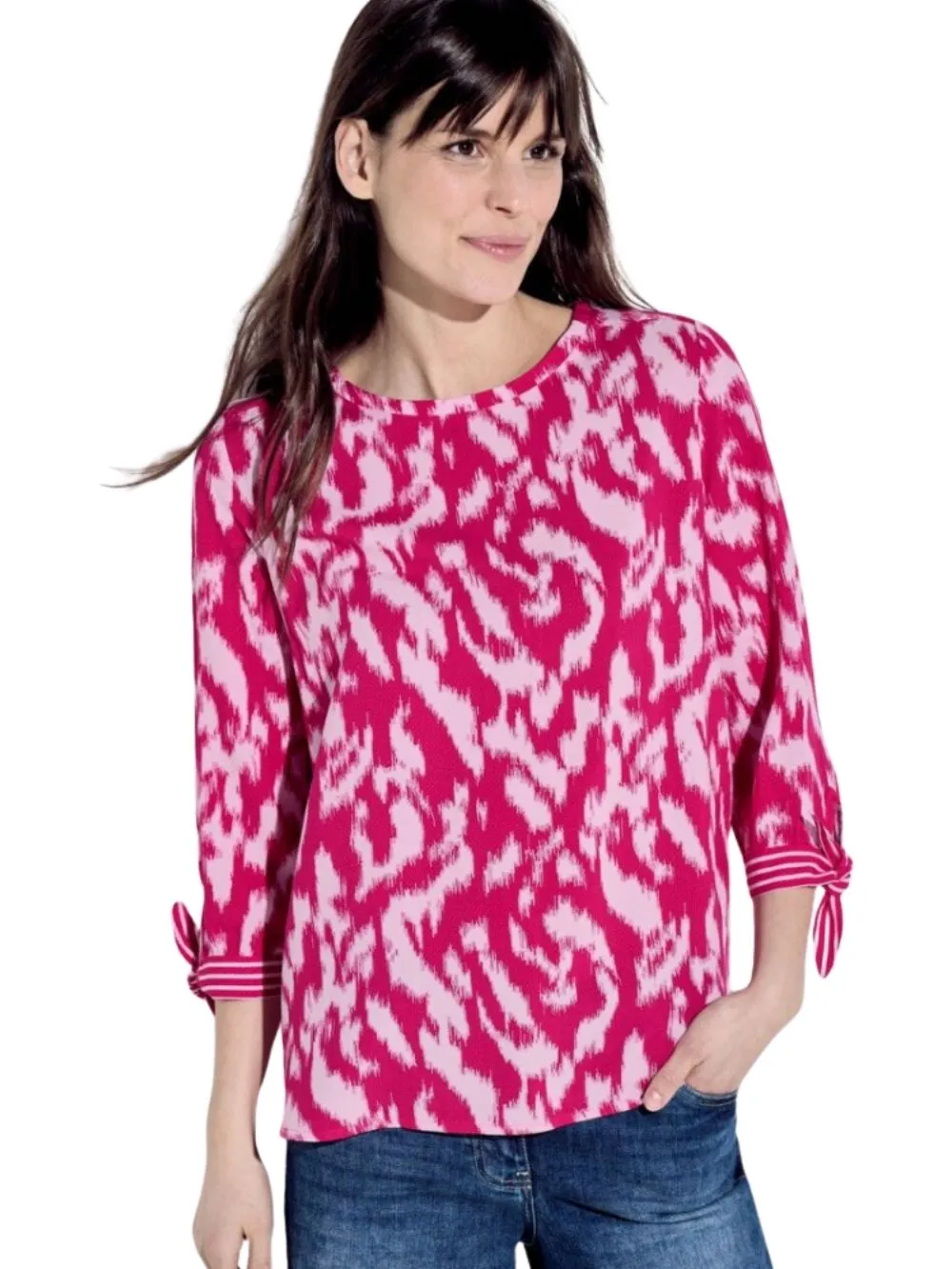 Blusa Donna con mix di stampe fucsia