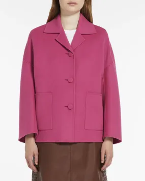 Caban fucsia in double di lana con tasche laterali applicate