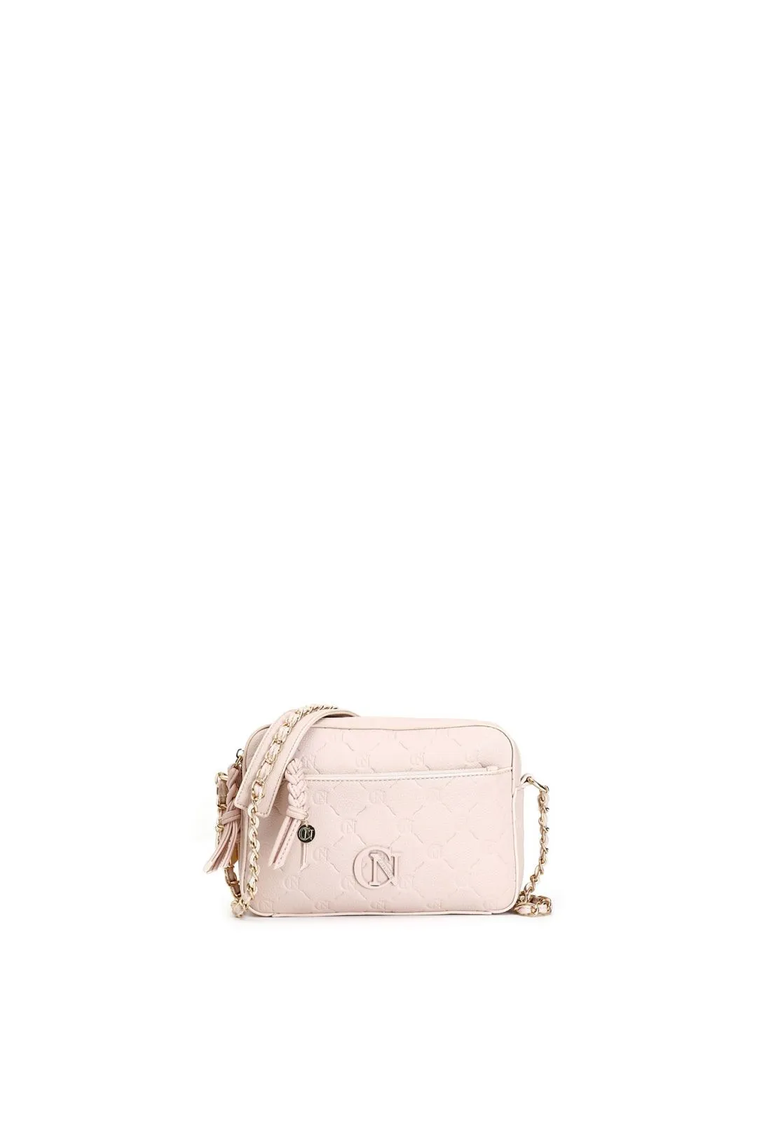 camera bag con logo embossed all over cipria