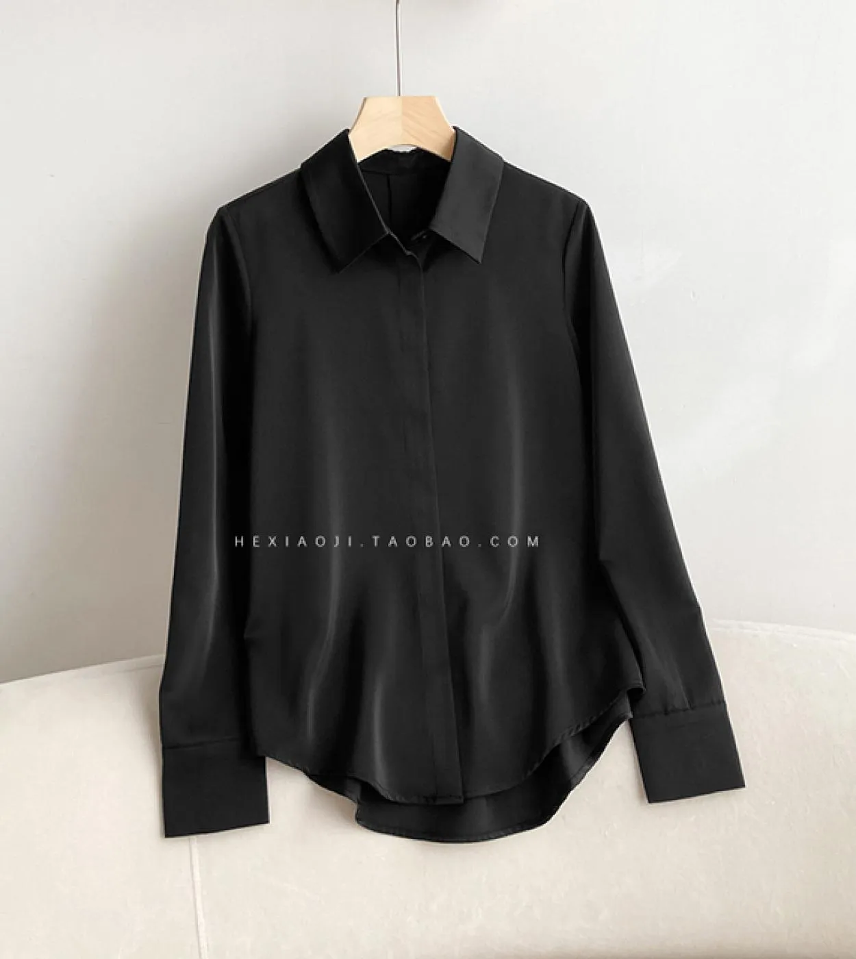 Camicetta bianca di seta autunnale Camicetta di raso Moda colletto rovesciato Camicie da donna Top a maniche lunghe Camicie casu