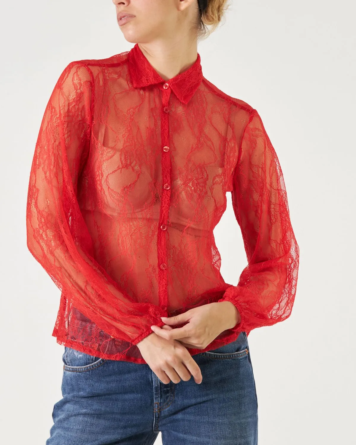 Camicetta in pizzo colore rosso