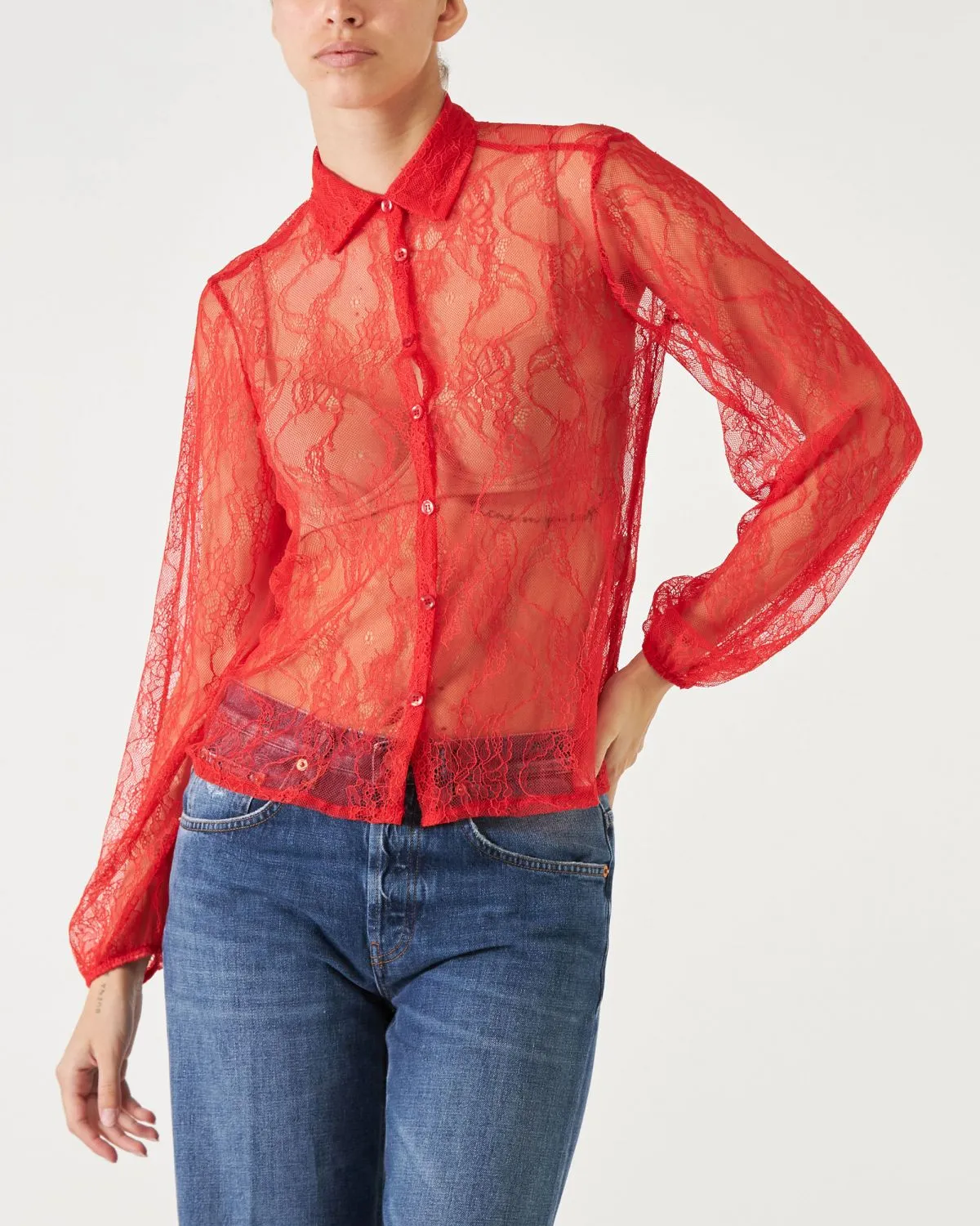 Camicetta in pizzo colore rosso