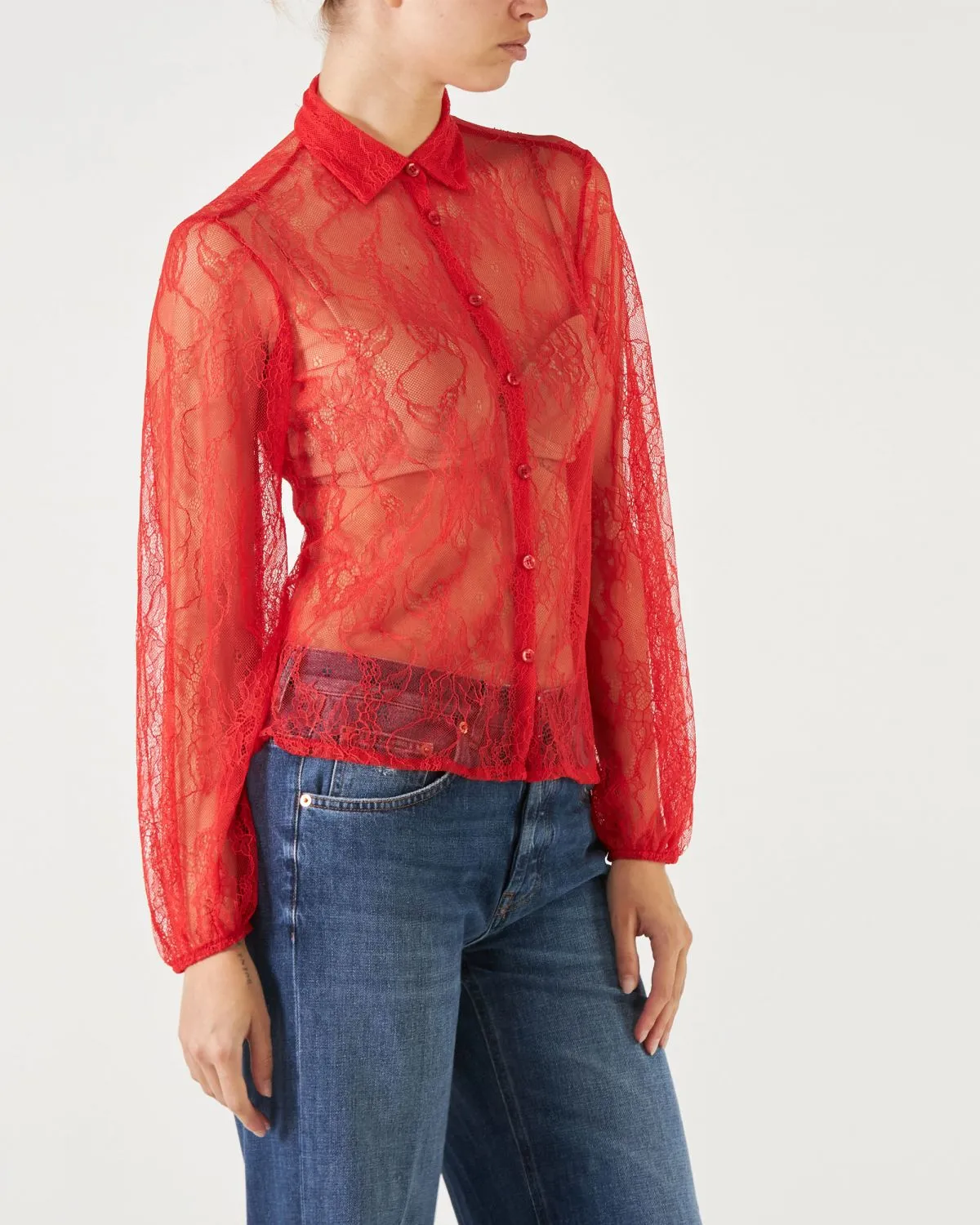 Camicetta in pizzo colore rosso
