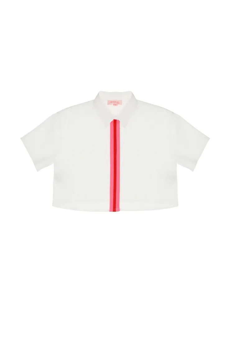 Camicia bambina cropped con allacciatura invisibile