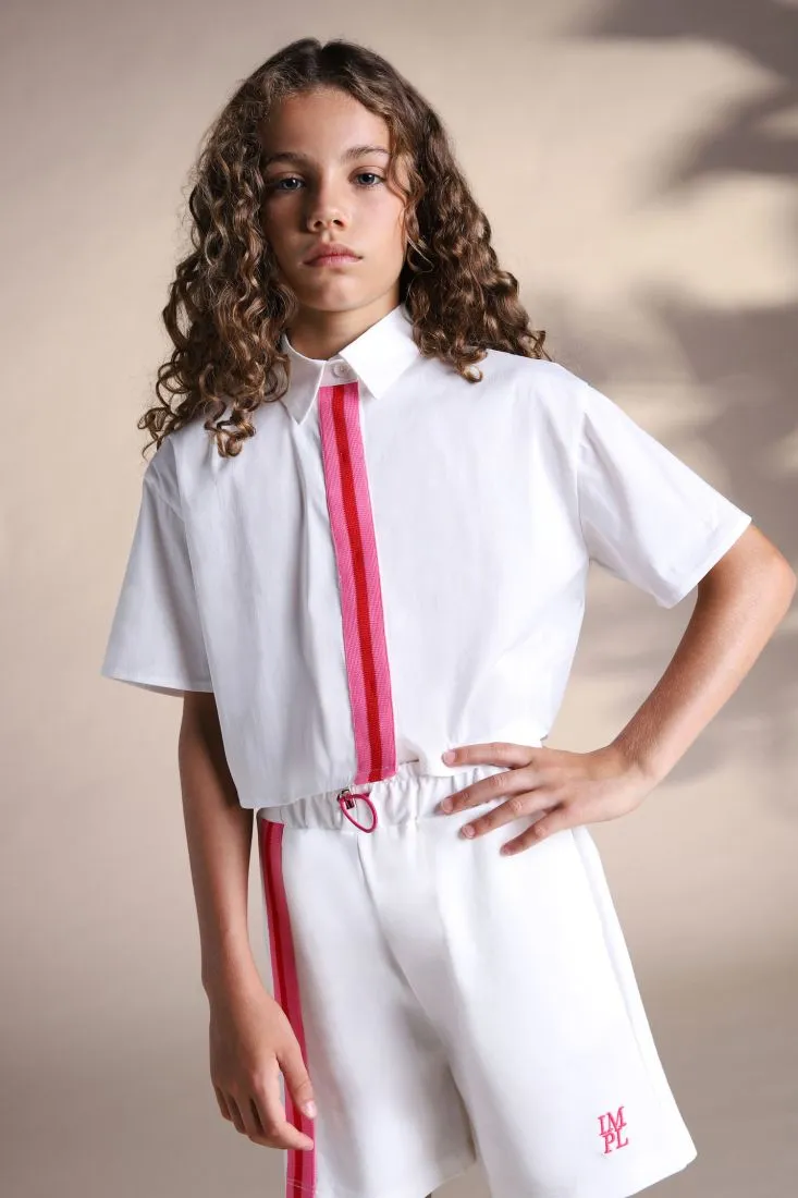 Camicia bambina cropped con allacciatura invisibile