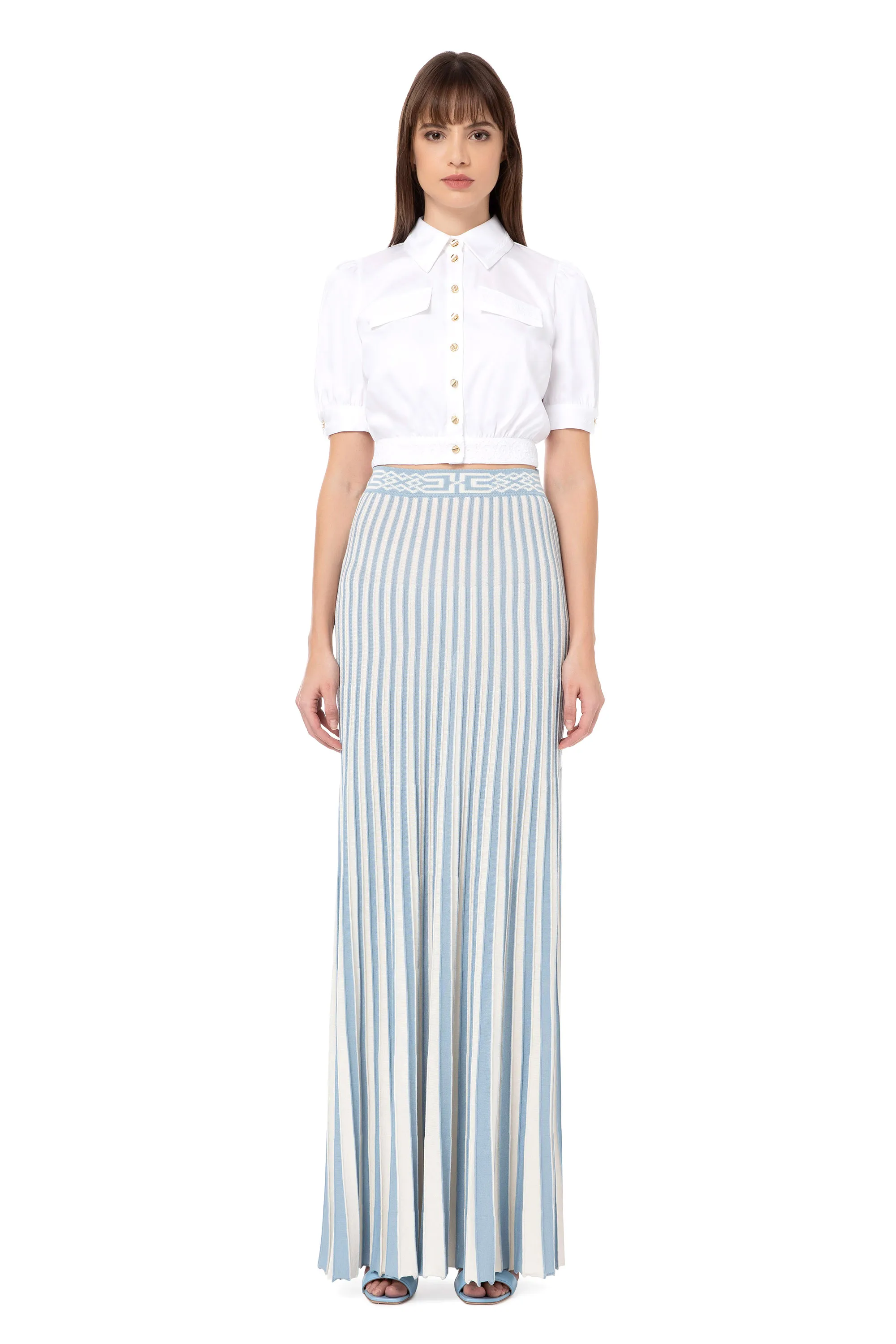 Camicia cropped con inserti in pizzo