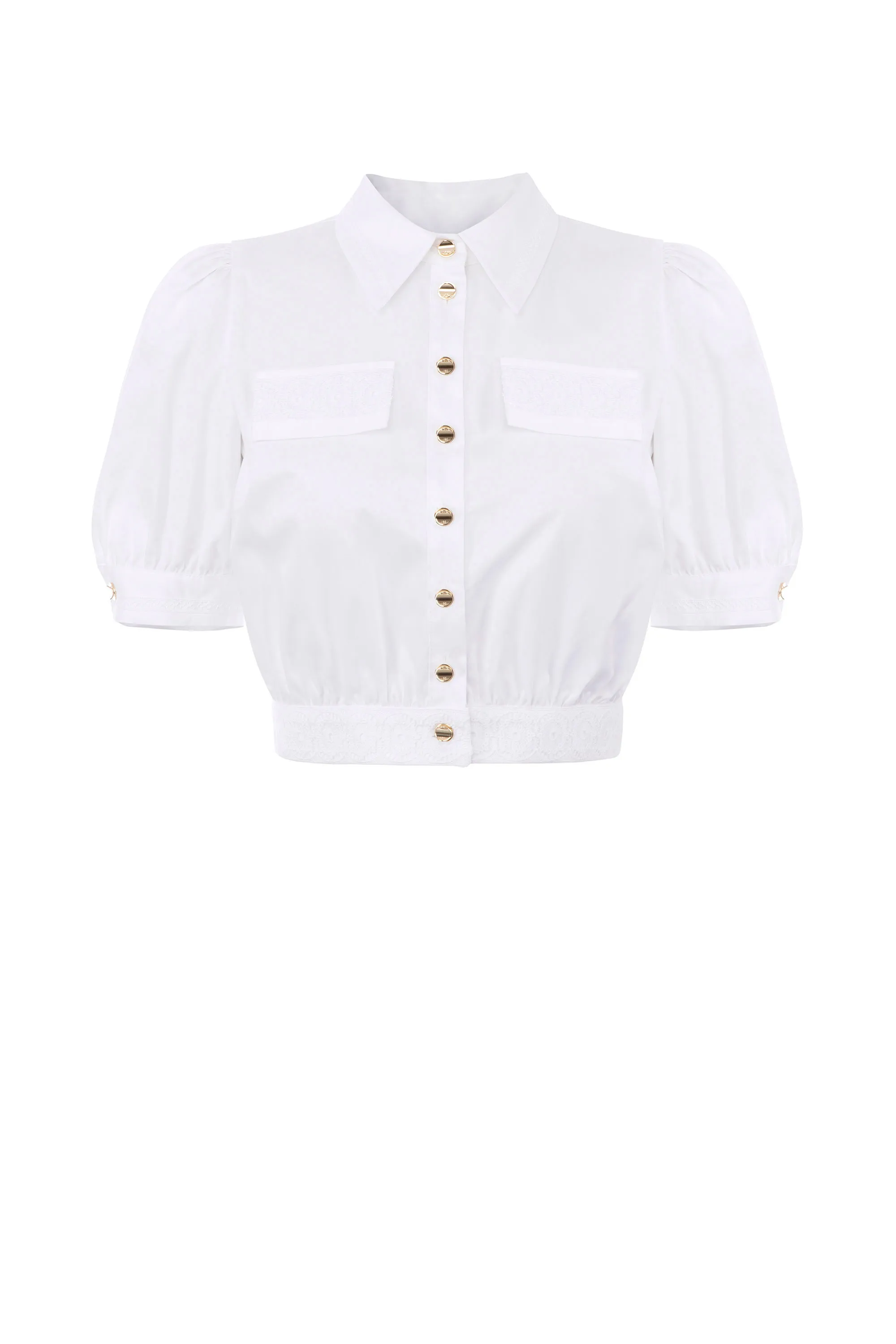 Camicia cropped con inserti in pizzo