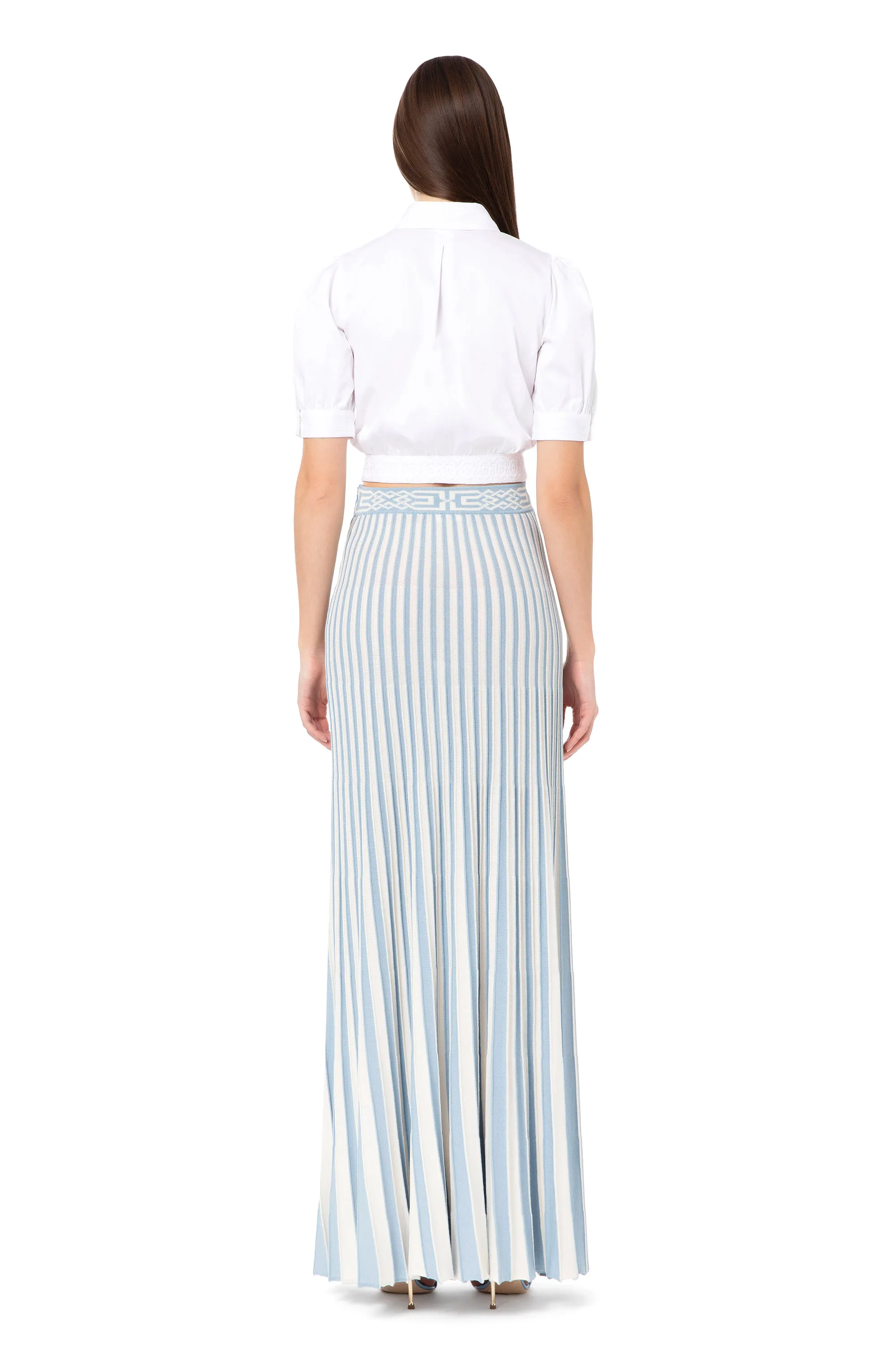 Camicia cropped con inserti in pizzo