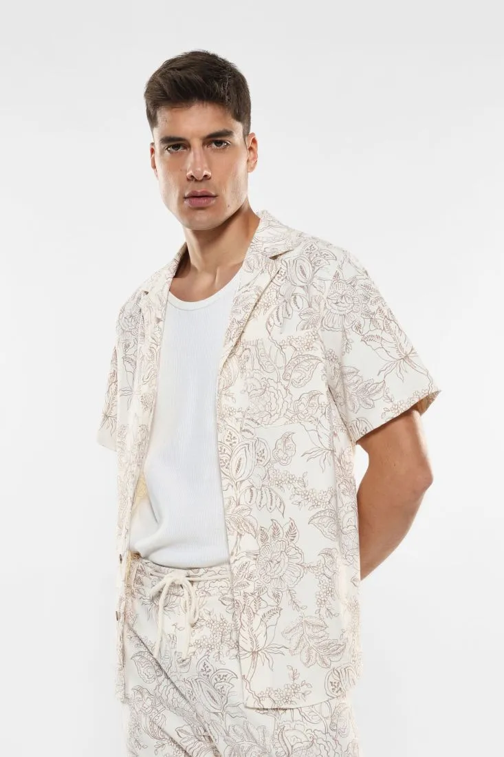 Camicia fantasia floreale con maniche corte