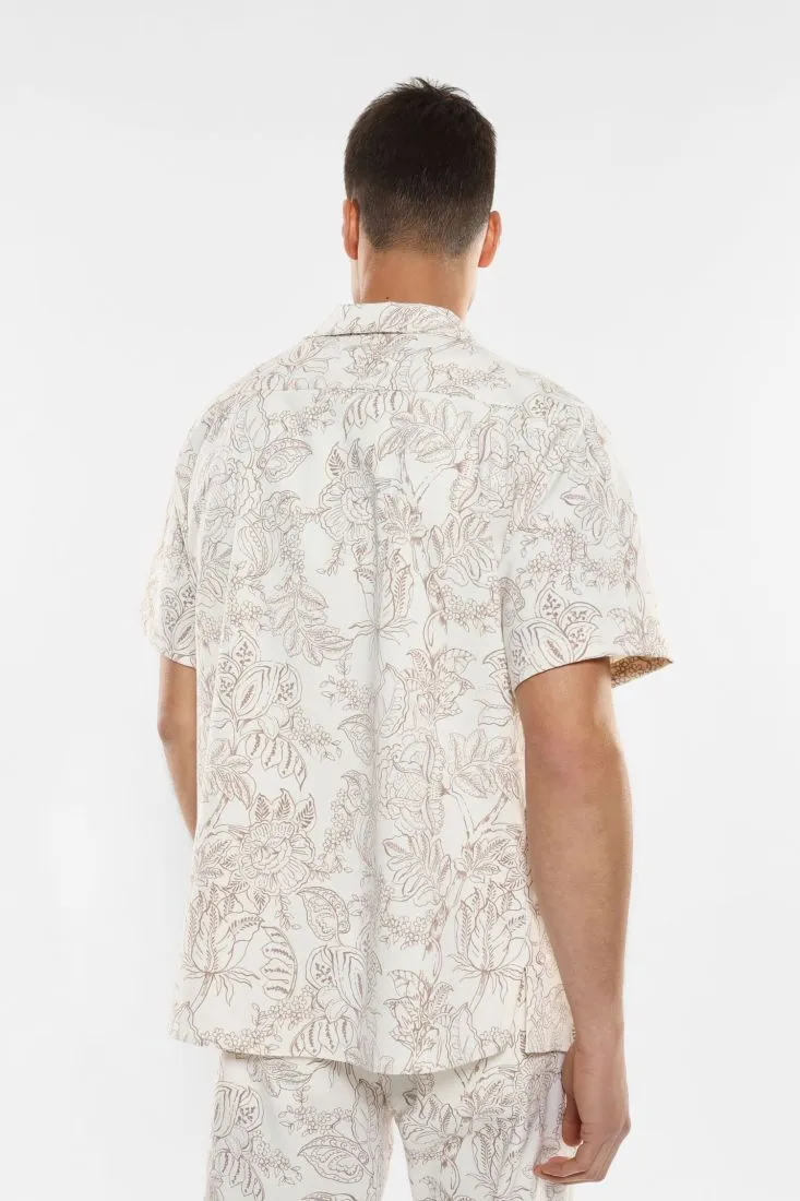Camicia fantasia floreale con maniche corte