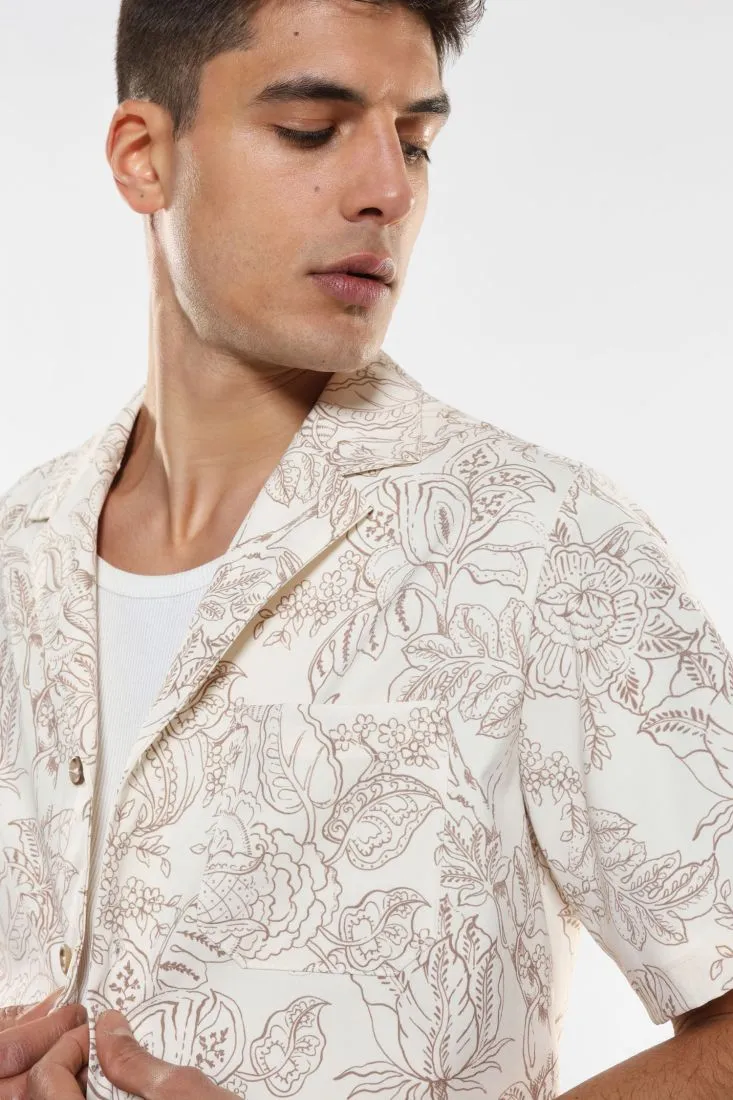 Camicia fantasia floreale con maniche corte