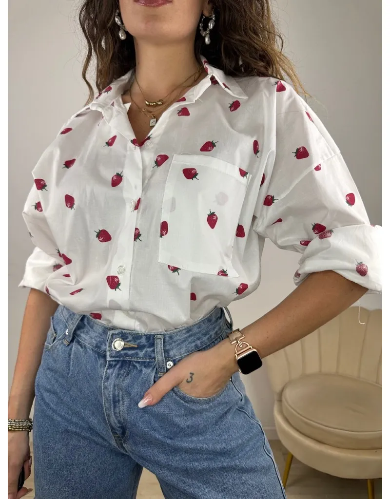 CAMICIA FRAGOLE BIANCA