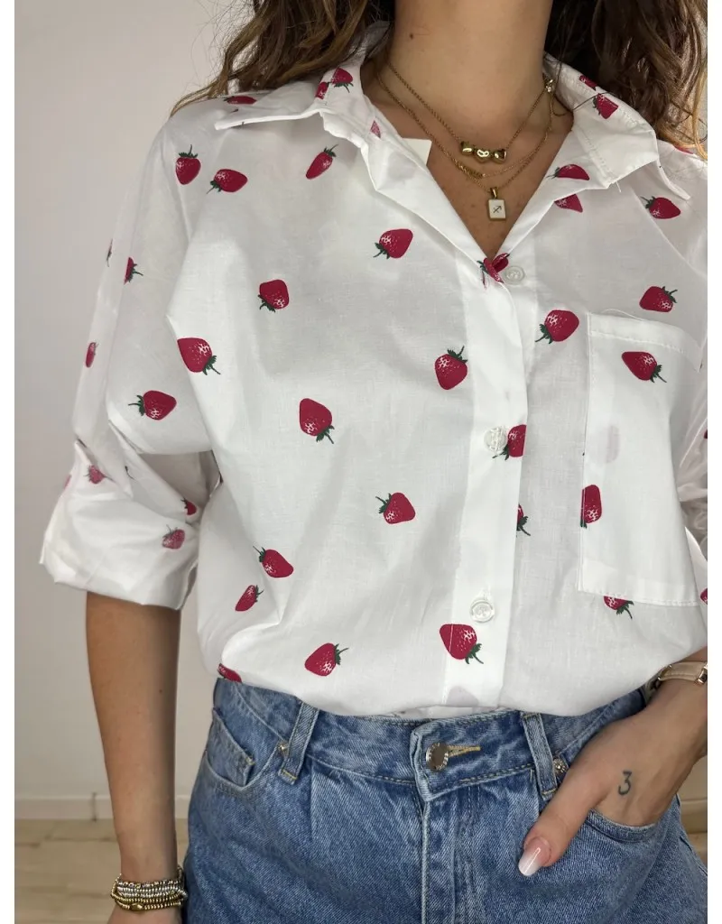 CAMICIA FRAGOLE BIANCA