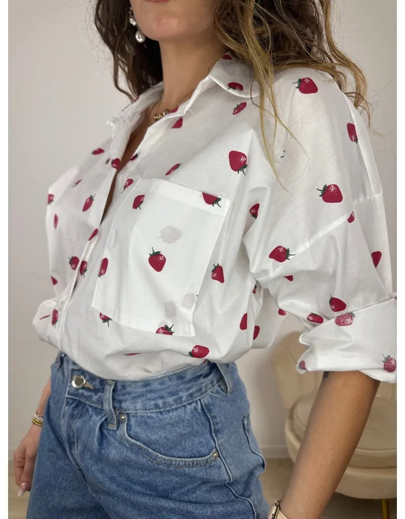 CAMICIA FRAGOLE BIANCA