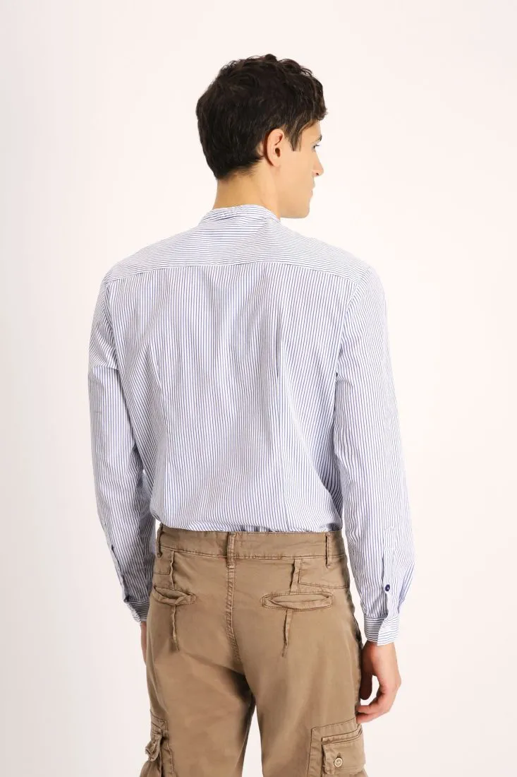 Camicia in cotone a righe con dettaglio fiocco