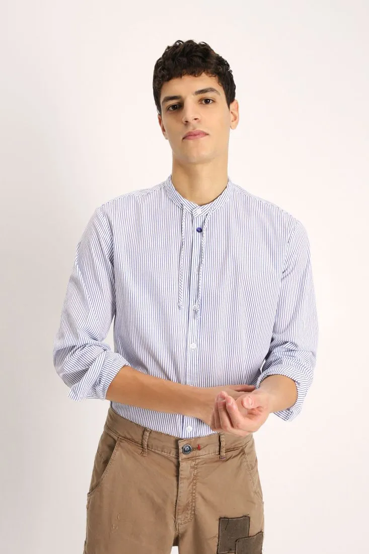 Camicia in cotone a righe con dettaglio fiocco