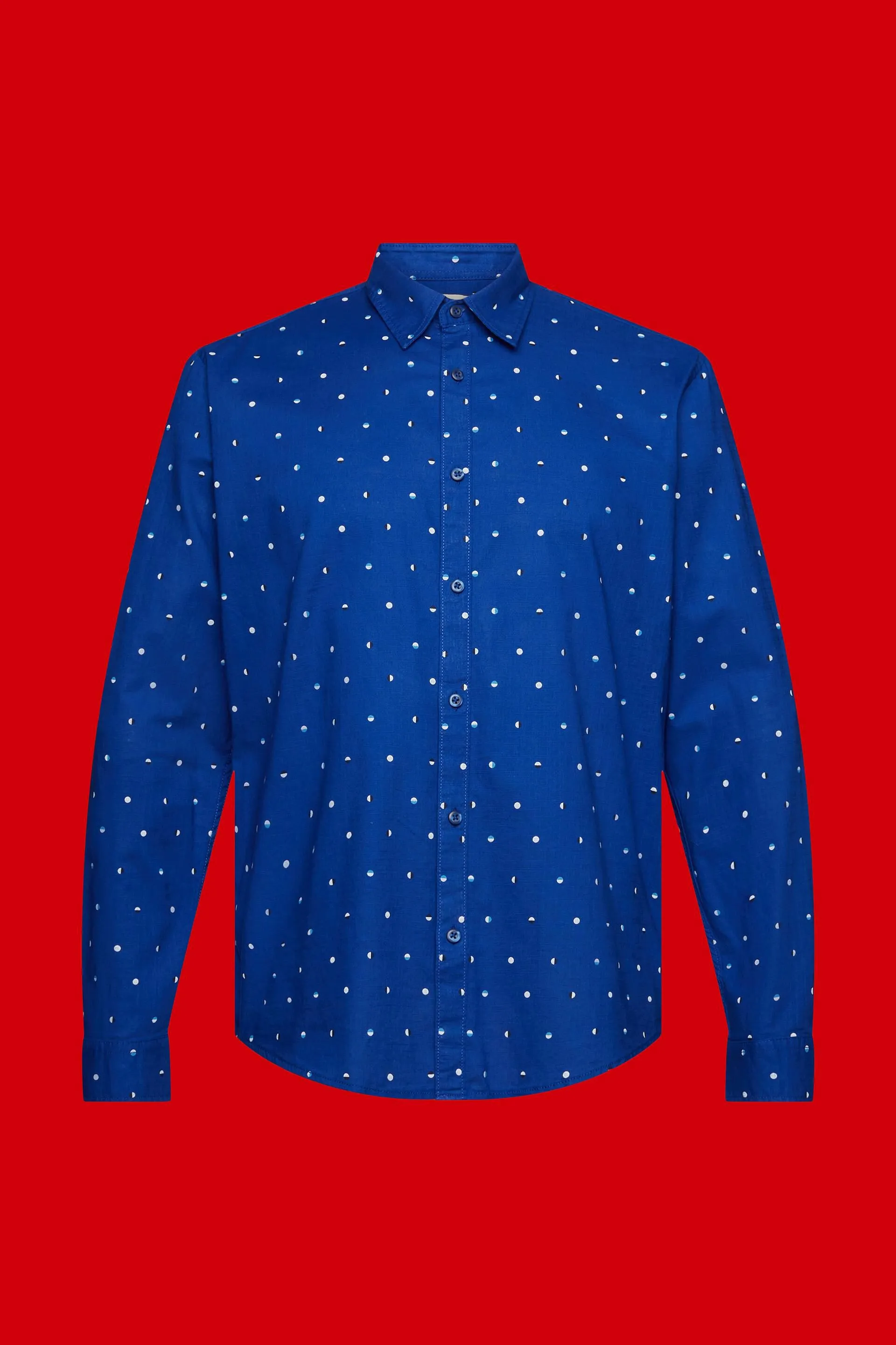 Camicia in cotone fiammato con motivo a pois a forma di luna