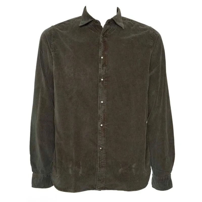 Camicia in velluto a coste tinta unita 