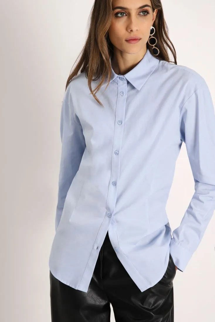 Camicia monocolour in puro cotone