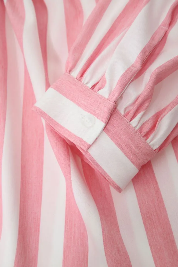 Camicia monospalla cropped fantasia rigata
