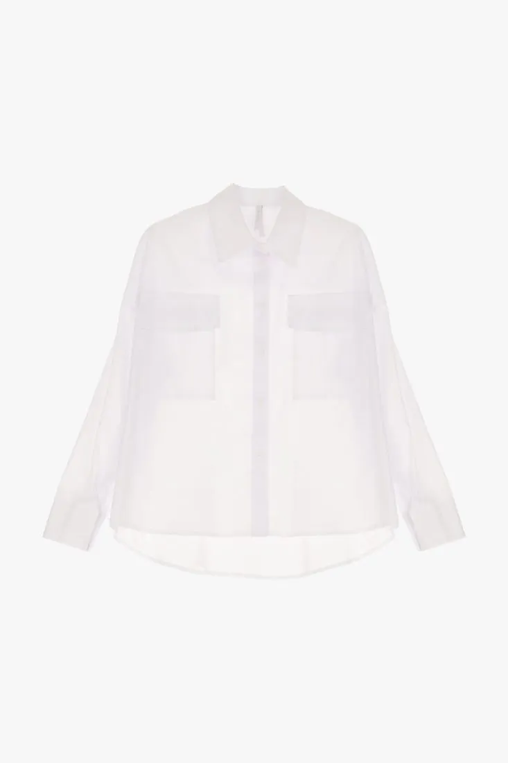 Camicia oversize monocolour con tasche applicate
