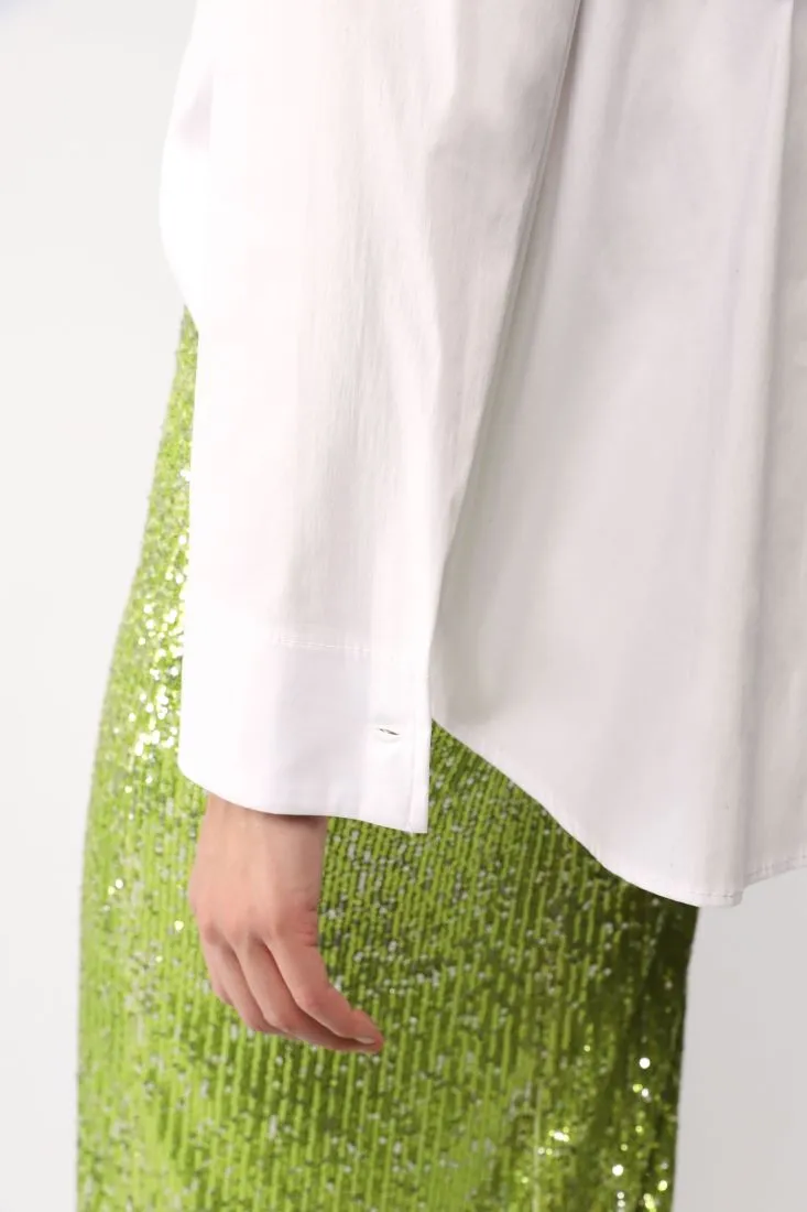 Camicia oversize monocolour con tasche applicate