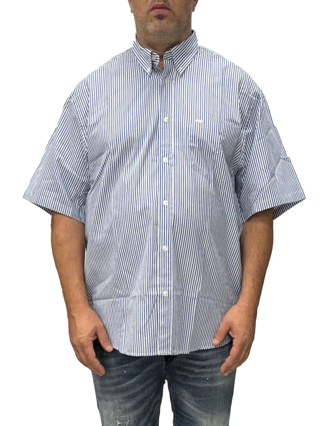 Camicia rigata blu 10343