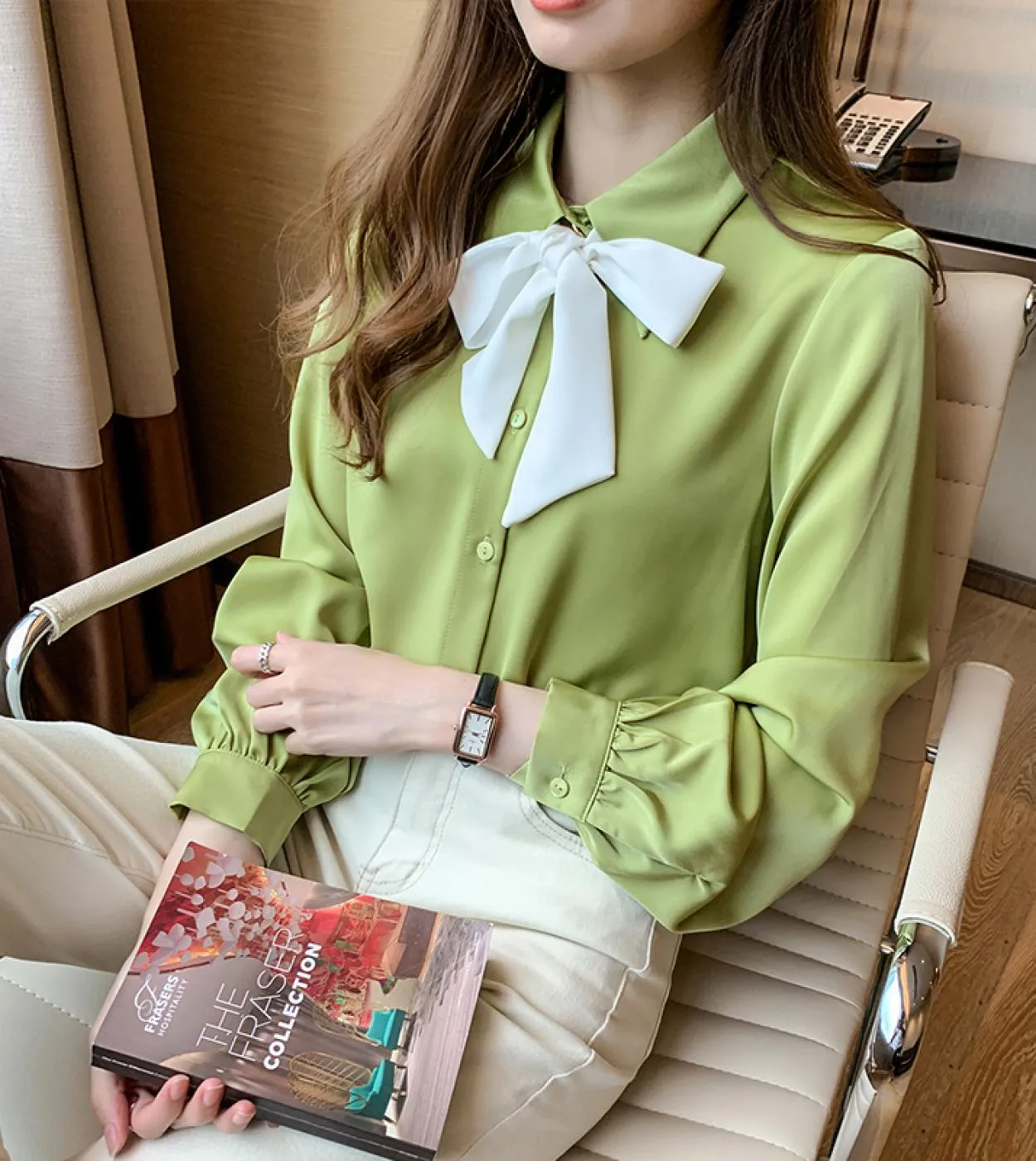 Camicie a maniche lunghe autunno moda Colletto polo Camicie donna ufficio Camicie larghe Camicia donna Top e camicette Blusas 10