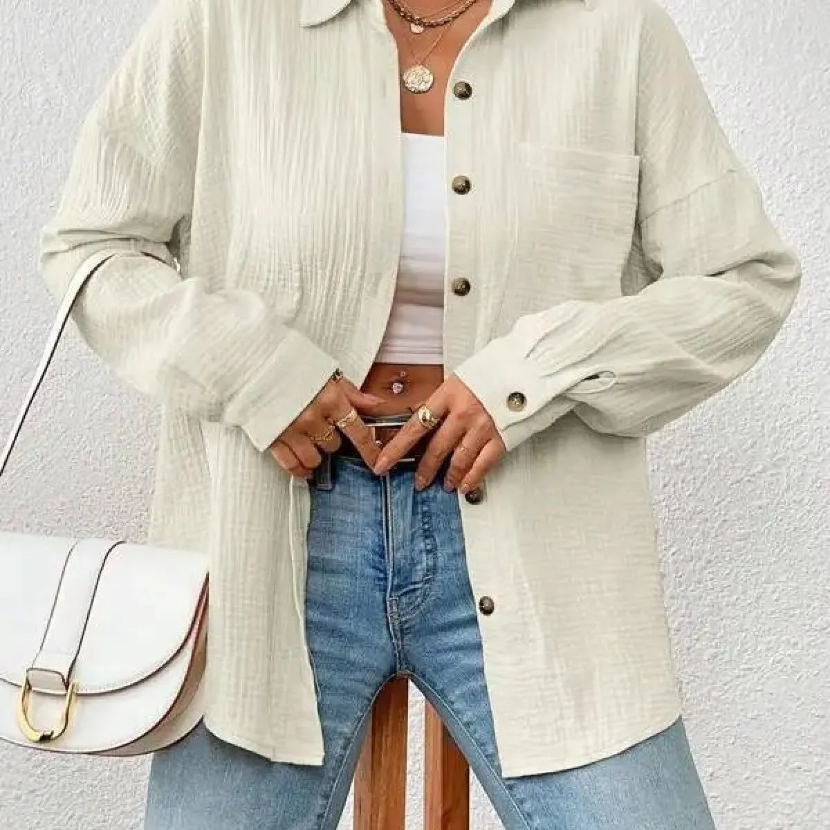 Camicie a maniche lunghe con spalle scoperte Camisas De Mujer da donna autunno 2023 nuove camicie da donna