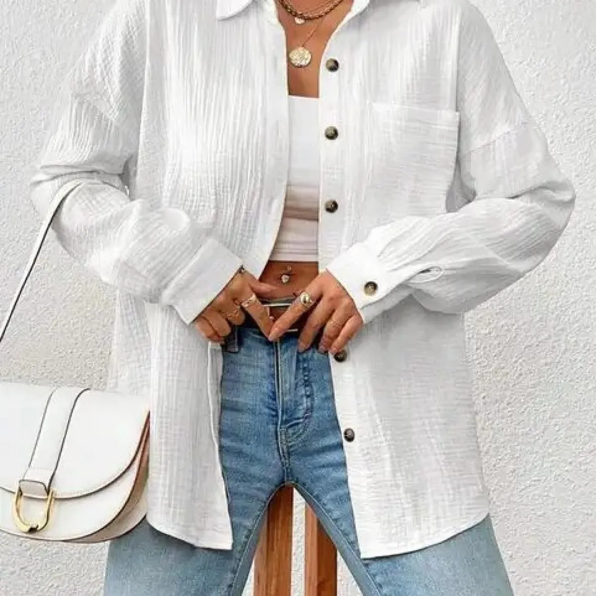 Camicie a maniche lunghe con spalle scoperte Camisas De Mujer da donna autunno 2023 nuove camicie da donna