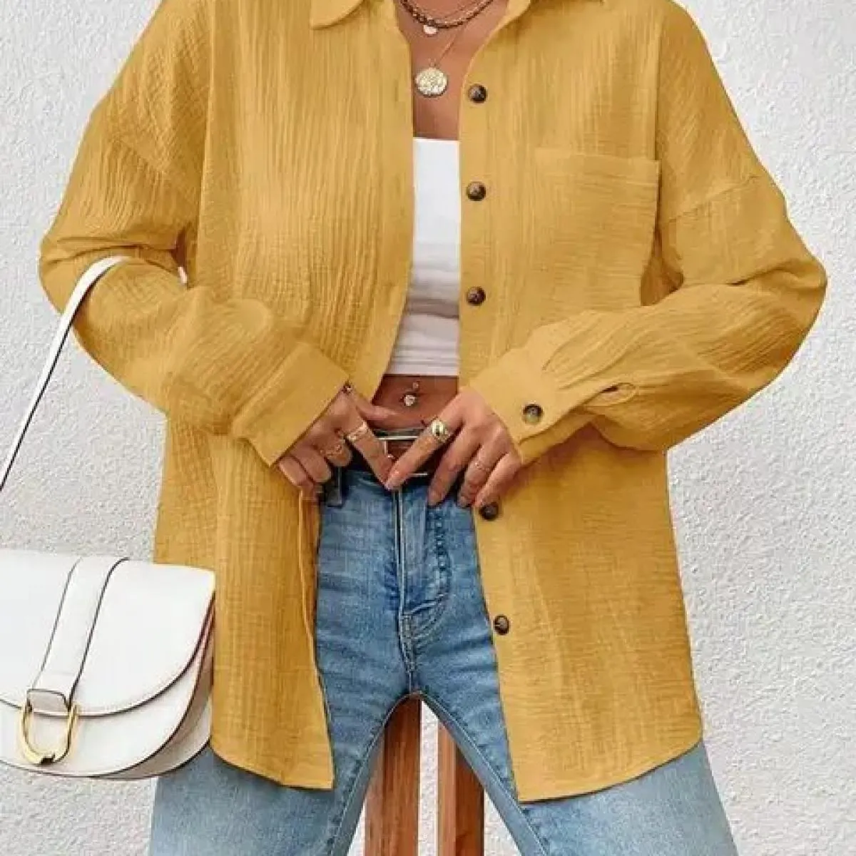 Camicie a maniche lunghe con spalle scoperte Camisas De Mujer da donna autunno 2023 nuove camicie da donna