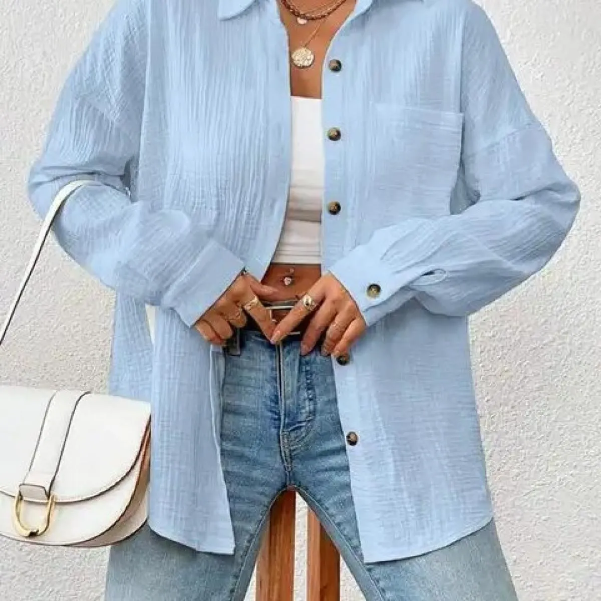 Camicie a maniche lunghe con spalle scoperte Camisas De Mujer da donna autunno 2023 nuove camicie da donna