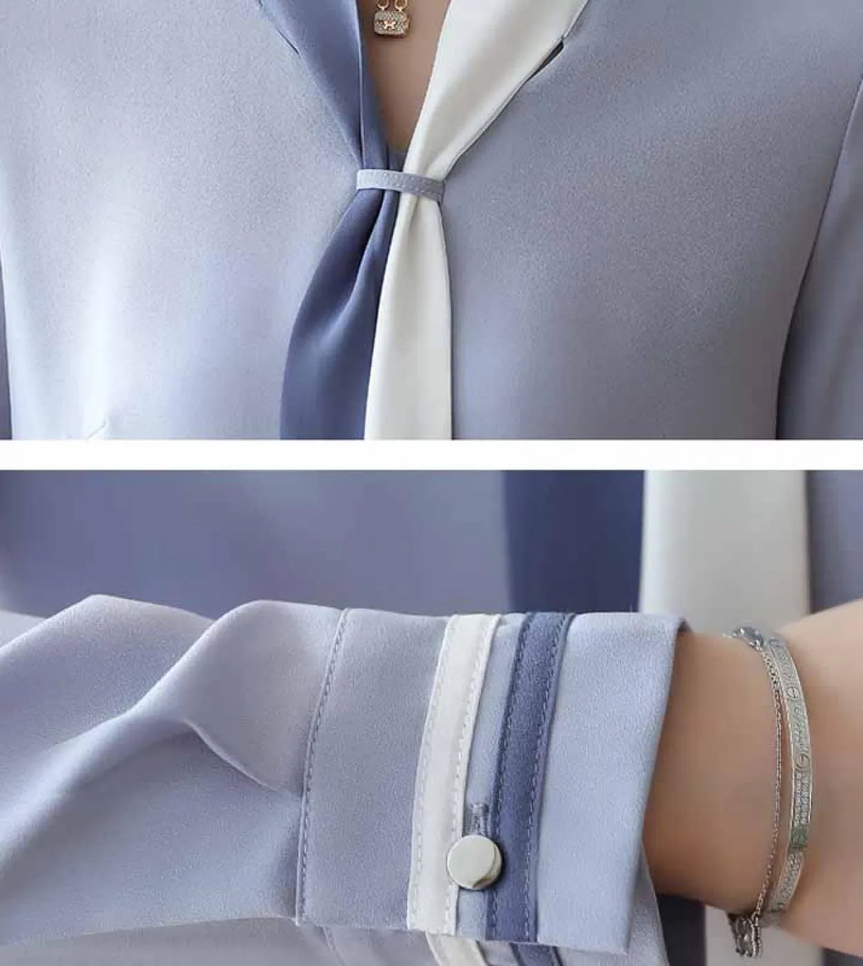 Camicie da donna allentate solide Camicie con scollo a V Camicette in chiffon a maniche lunghe vintage autunno Abbigliamento ele