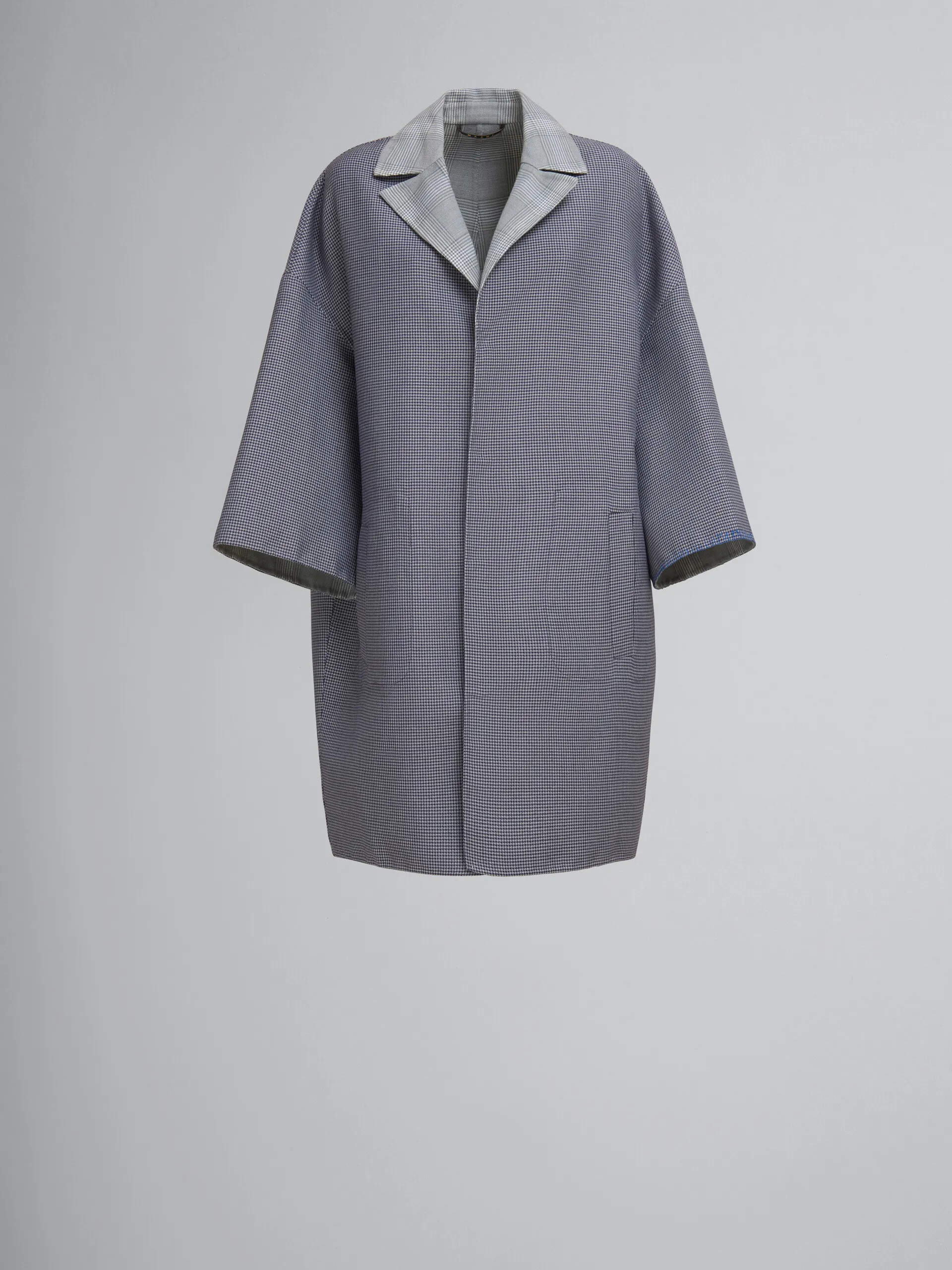 Cappotto reversibile in lana pied-de-poule blu