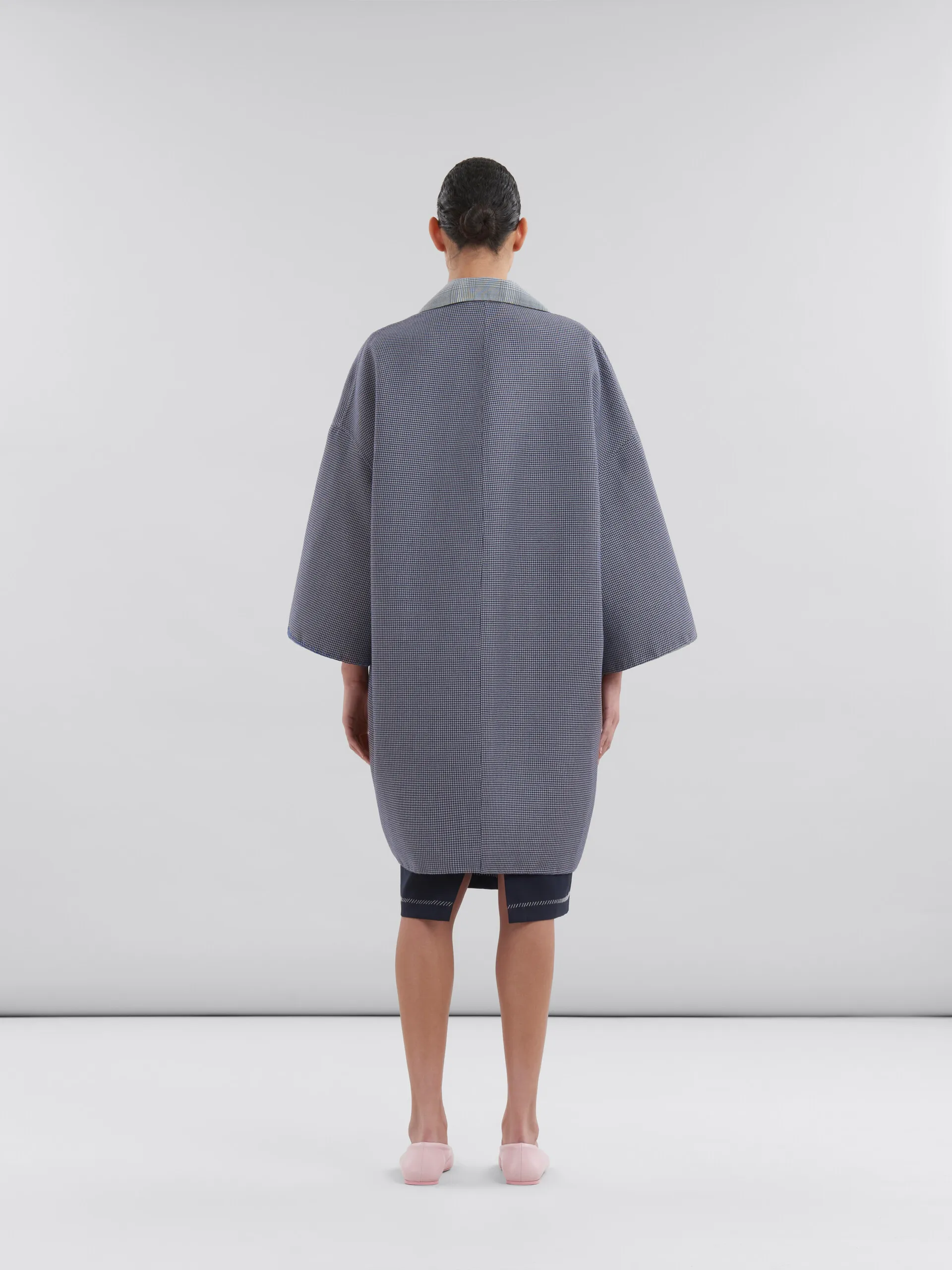 Cappotto reversibile in lana pied-de-poule blu