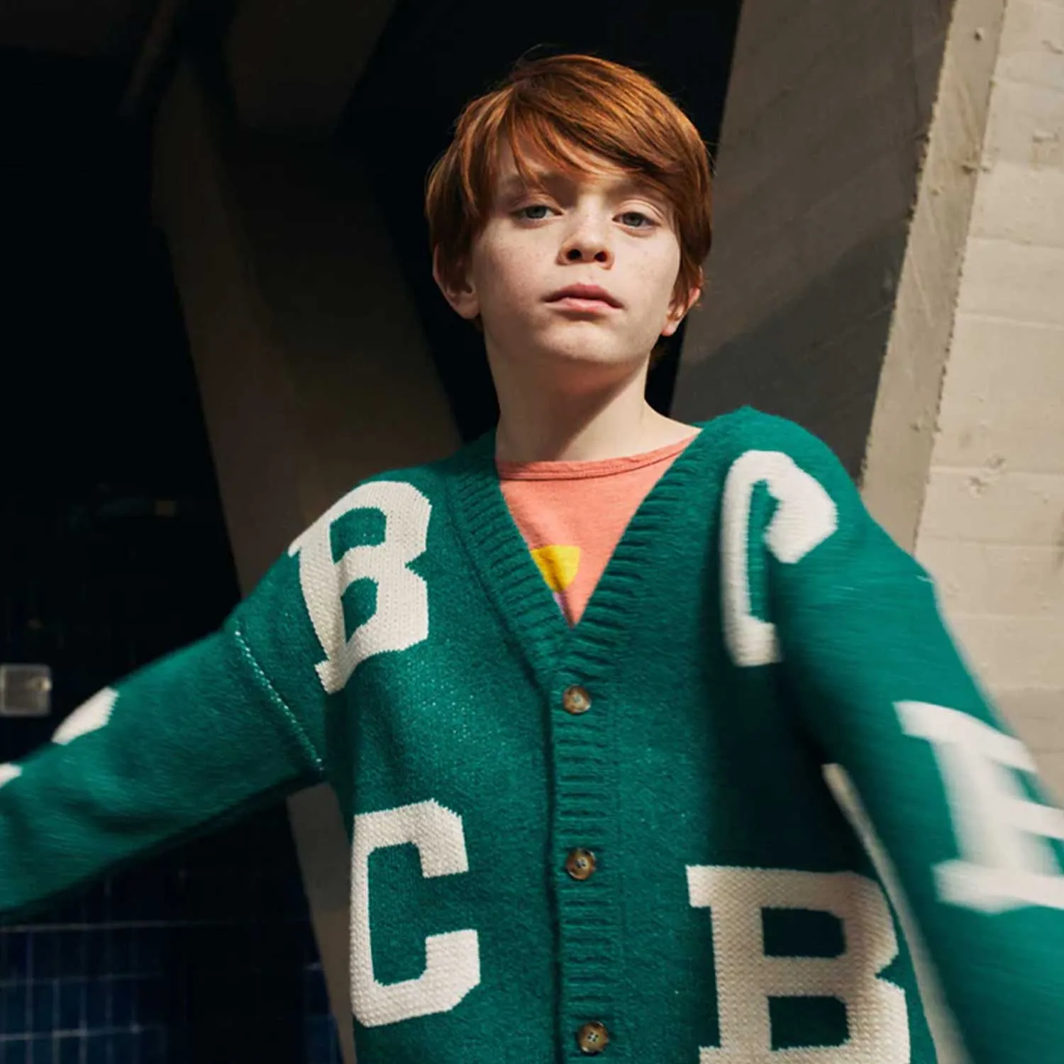Cardigan Bc Verde E Panna Bambino E Bambina
