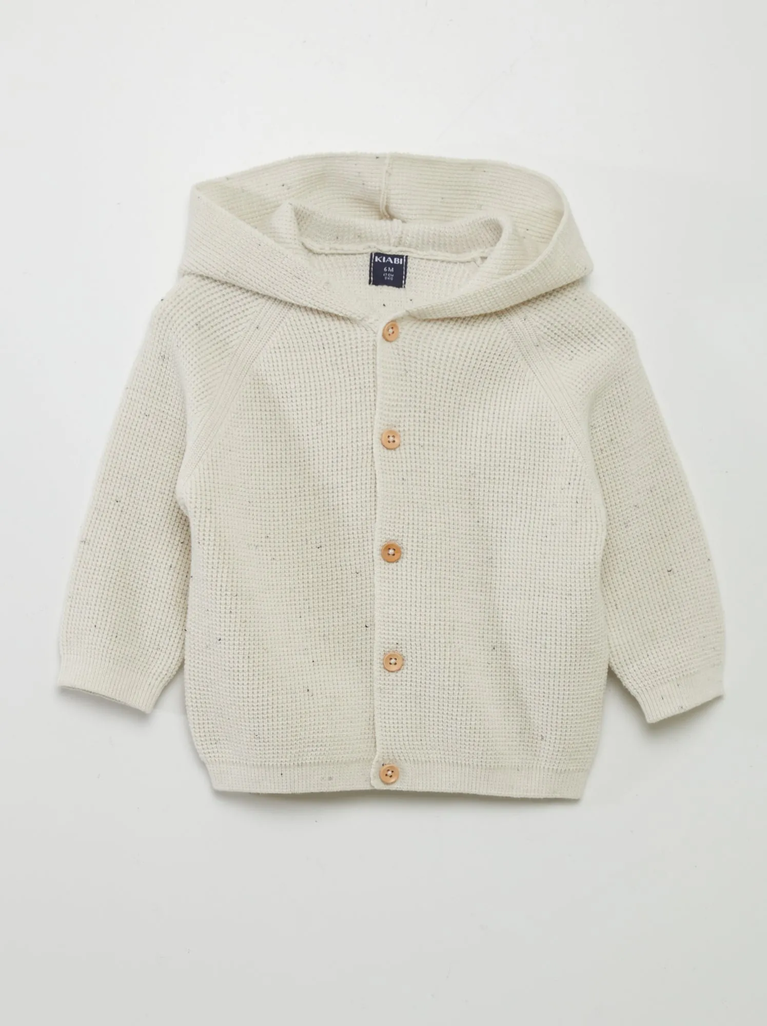 Cardigan con cappuccio lavorato a maglia - BEIGE