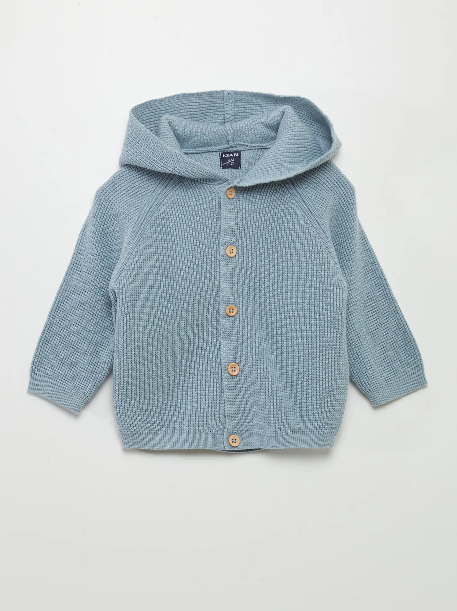 Cardigan con cappuccio lavorato a maglia - BLU