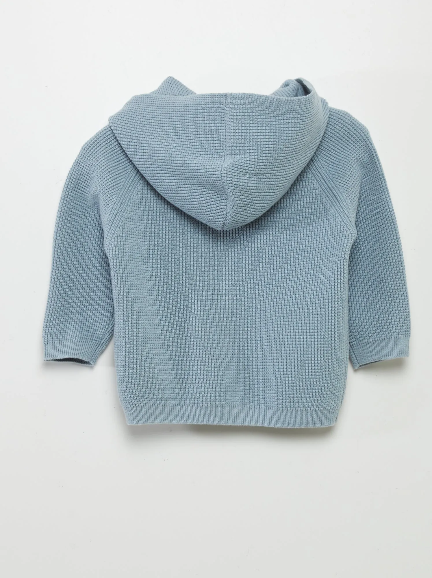 Cardigan con cappuccio lavorato a maglia - BLU