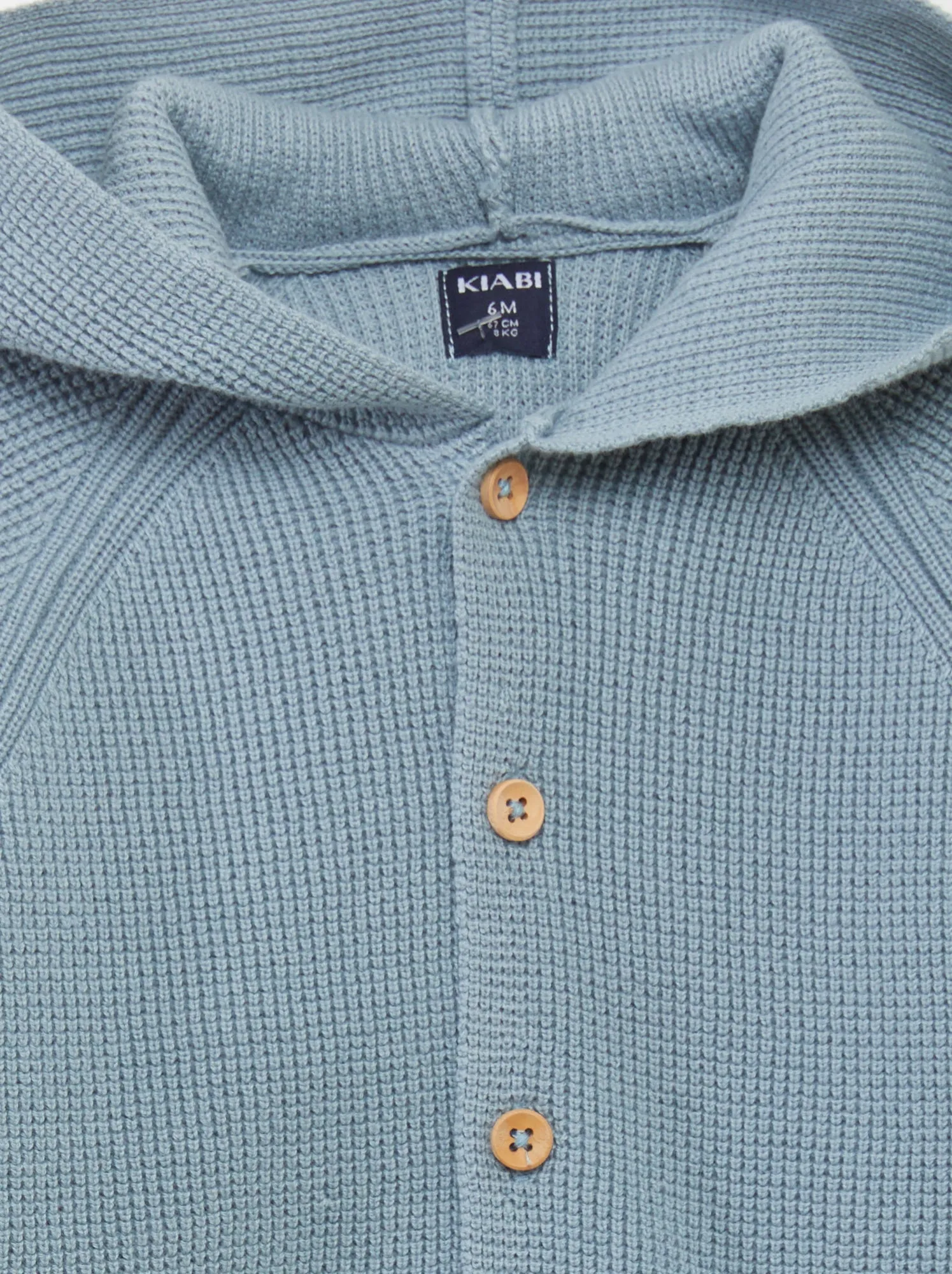 Cardigan con cappuccio lavorato a maglia - BLU